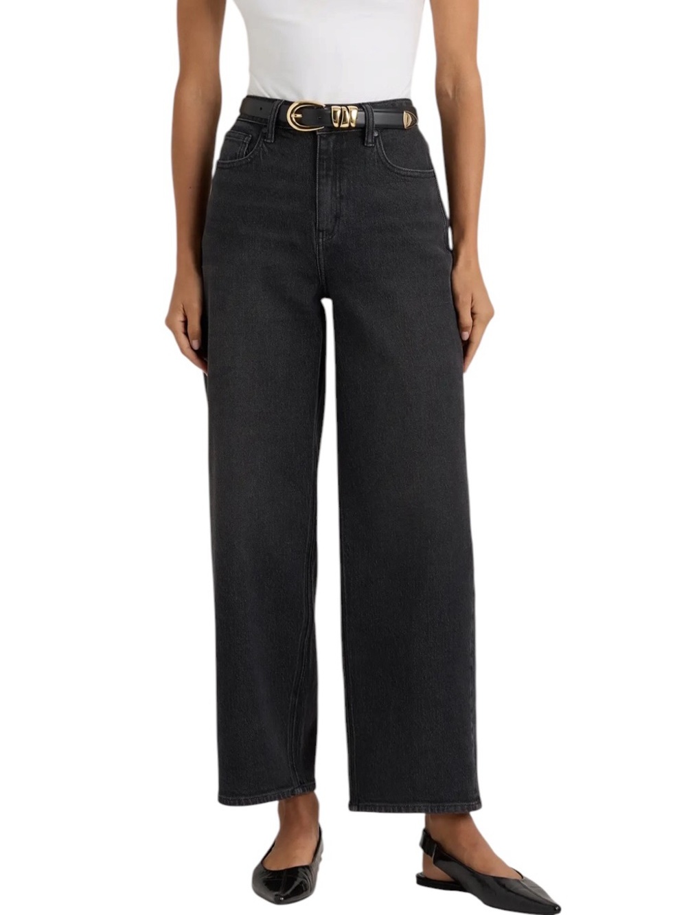 Quince Bella Stretch Barrel leg Jeans in black size 32 excellent condition